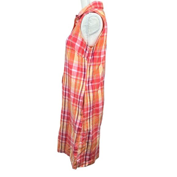 Talbots Sleeveless Plaid Shirt Dress Size 6 Pink Orange - Picture 8 of 12